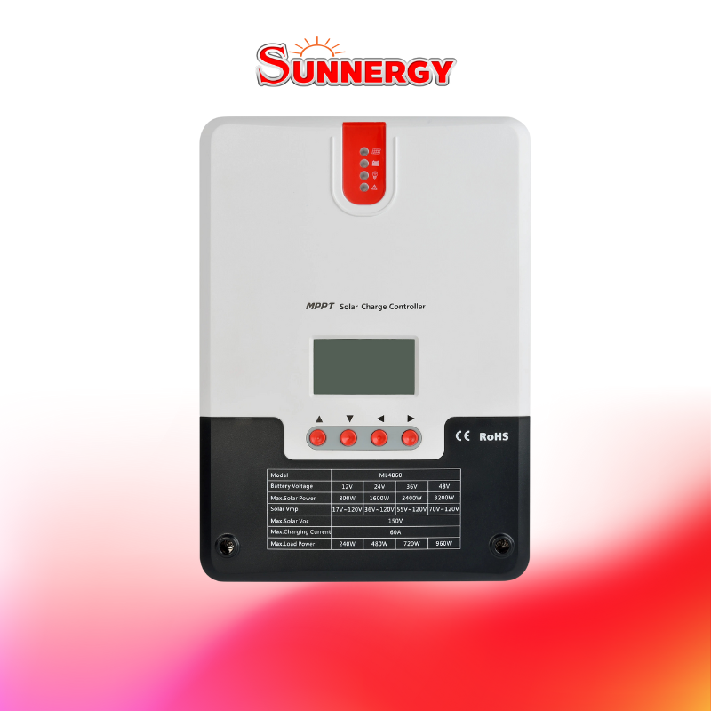 ตัวควบคุมการชาร์จแบตเตอรี่ แบบ MPPT with LCD Display ขนาด 12/24/36/48V Auto 100V 60A
