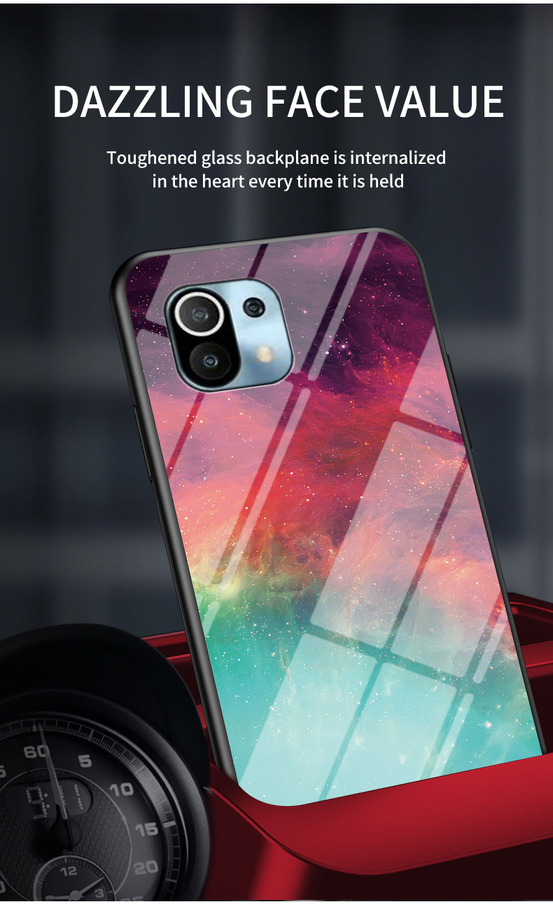 Case Xiaomi Mi 11 5G # Pre-Order * เคสกระจกนิรภัย Starry Sky Pattern Drop Resistant เคสไฮบริด *