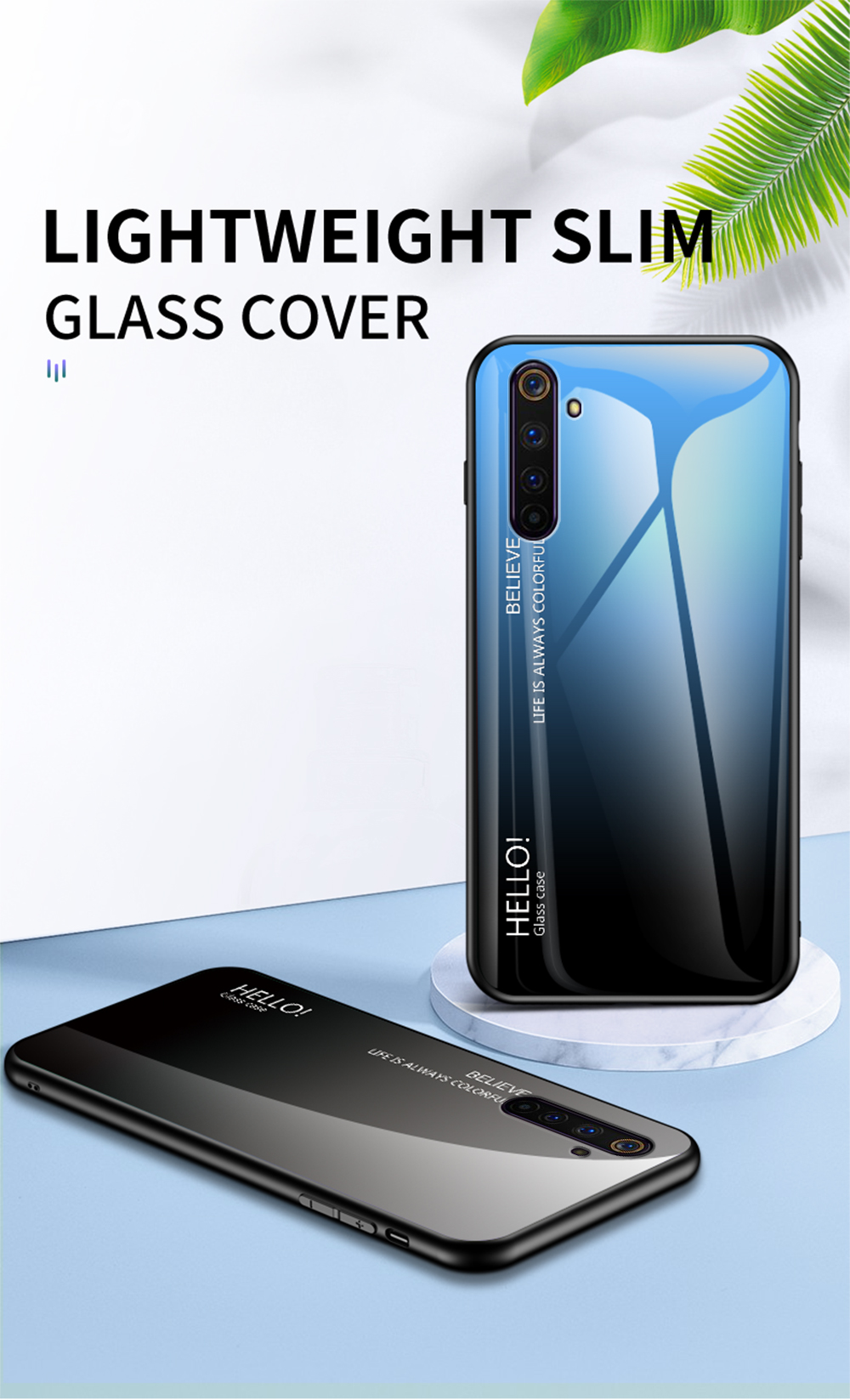Case Realme 6 Pro / Pre-Order * เคสกระจกนิรภัยไล่สี + PC + เคส TPU Hybrid การออกแบบสีไล่ระดับสีที่ไม่ซ้ำกันและมีสไตล์ *