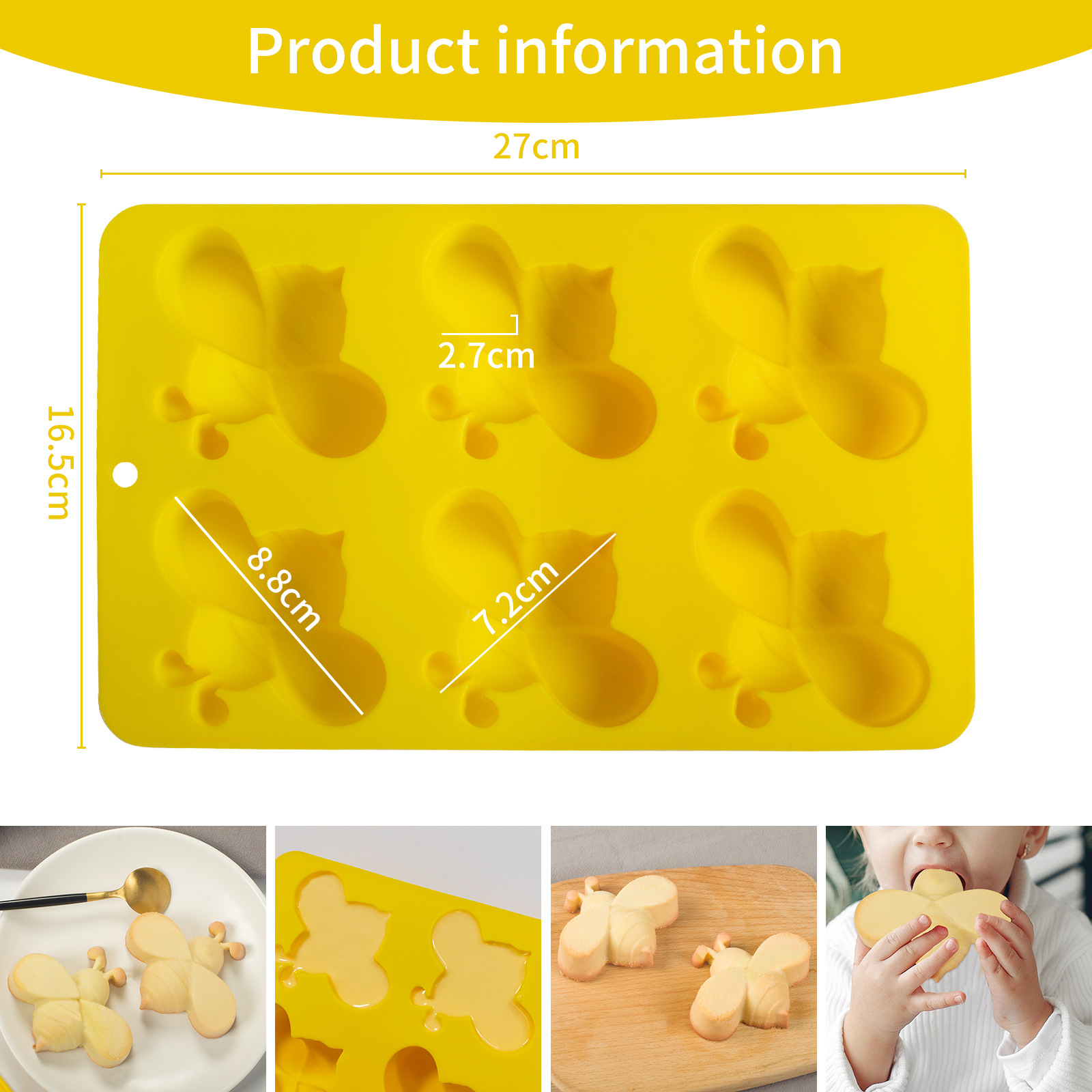 แม่พิมพ์ซิลิโคน ผึ้ง 7*9*2 cm 65g 005143