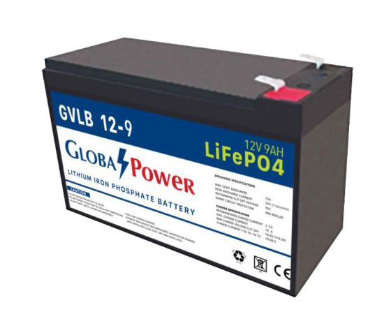Global Power แบตเตอรี่ Lithium Iron Phosphate ความจุ 9Ah แรงดัน 12V สำหรับระบบโซล่าเซลล์ รถไฟฟ้า