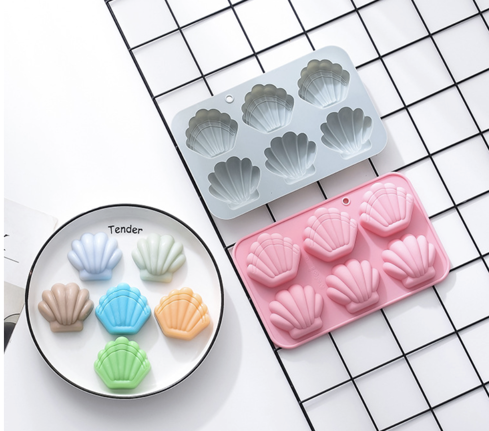 แม่พิมพ์ซิลิโคน หอย 2 แบบ 6 ช่อง 6*5.5*1.5 cm 30-35 g 005318