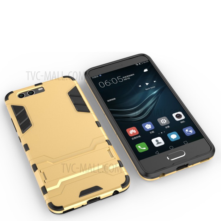 Case Huawei P10 Plus / พร้อมส่ง * เคสพลาสติกไฮบริด + วัสดุ TPU พร้อมขาตั้ง - สีเทา *