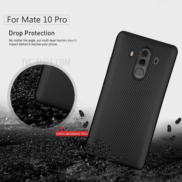 Case Huawei Mate 10 Pro / Pre-order * เคสพื้นผิวคาร์บอนไฟเบอร์ Soft TPU เคสกันกระแทก - สีดำ *