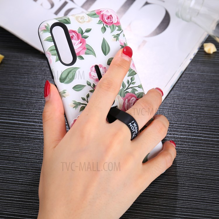 Case Huawei P20 Pro / Pre-order * เคสลายดอกไม้นูน TPU + PC ไฮบริด+ แหวนและขาตั้ง *