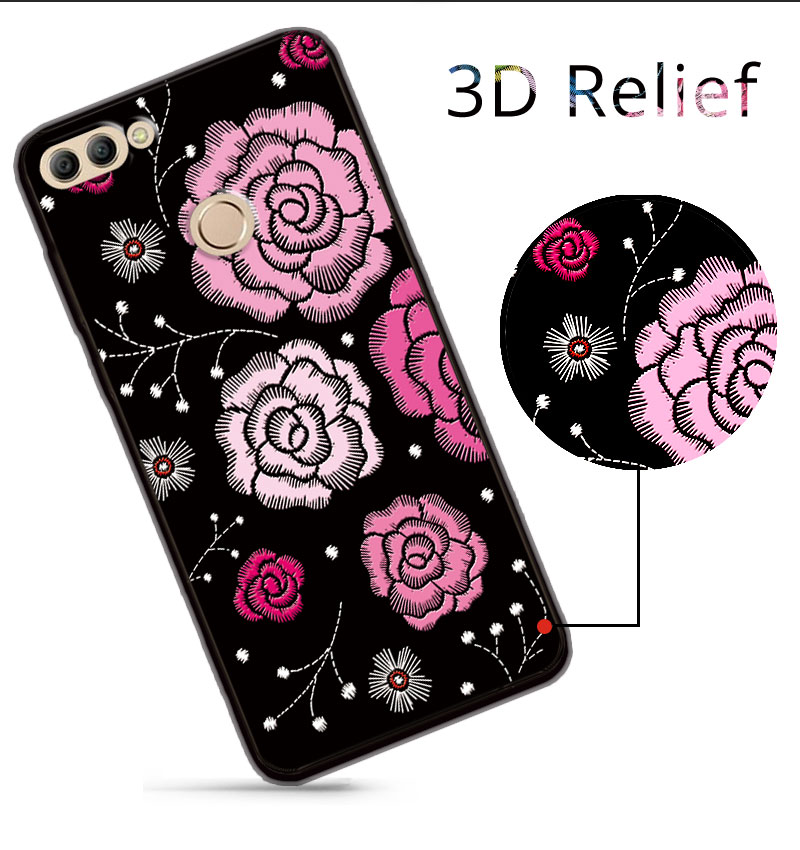 Case Huawei Y9 / Pre-order * 3Dปกคลุมสำหรับหัวเว่ยY9 2018ดอกไม้ซิลิโคนอ่อนนุ่ม *