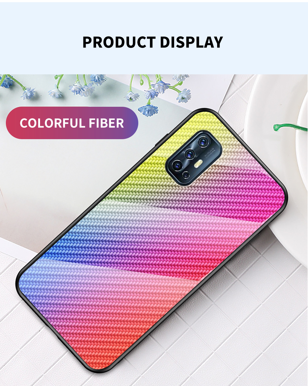 Case Vivo V17 / Pre-order * เคสคาร์บอนไฟเบอร์ + พื้นผิวกระจก + PC + TPU *