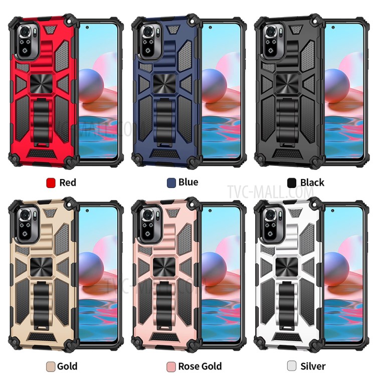 Case Xiaomi Redmi Note 10 4G / Note 10S # Pre-Order * เคสเกราะกันกระแทก Kickstand PC เคสโทรศัพท์ TPU พร้อมแผ่นโลหะแม่เหล็ก *