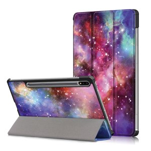 Case Samsung Galaxy Tab S7 FE # Pre- Order * เคส 3- พับ ปกหนัง PU พิมพ์ลายสไตล์เรียบหรู ฟังก์ชันปลุกและนอนหลับอัจฉริยะ ประหยัดพลังงาน *