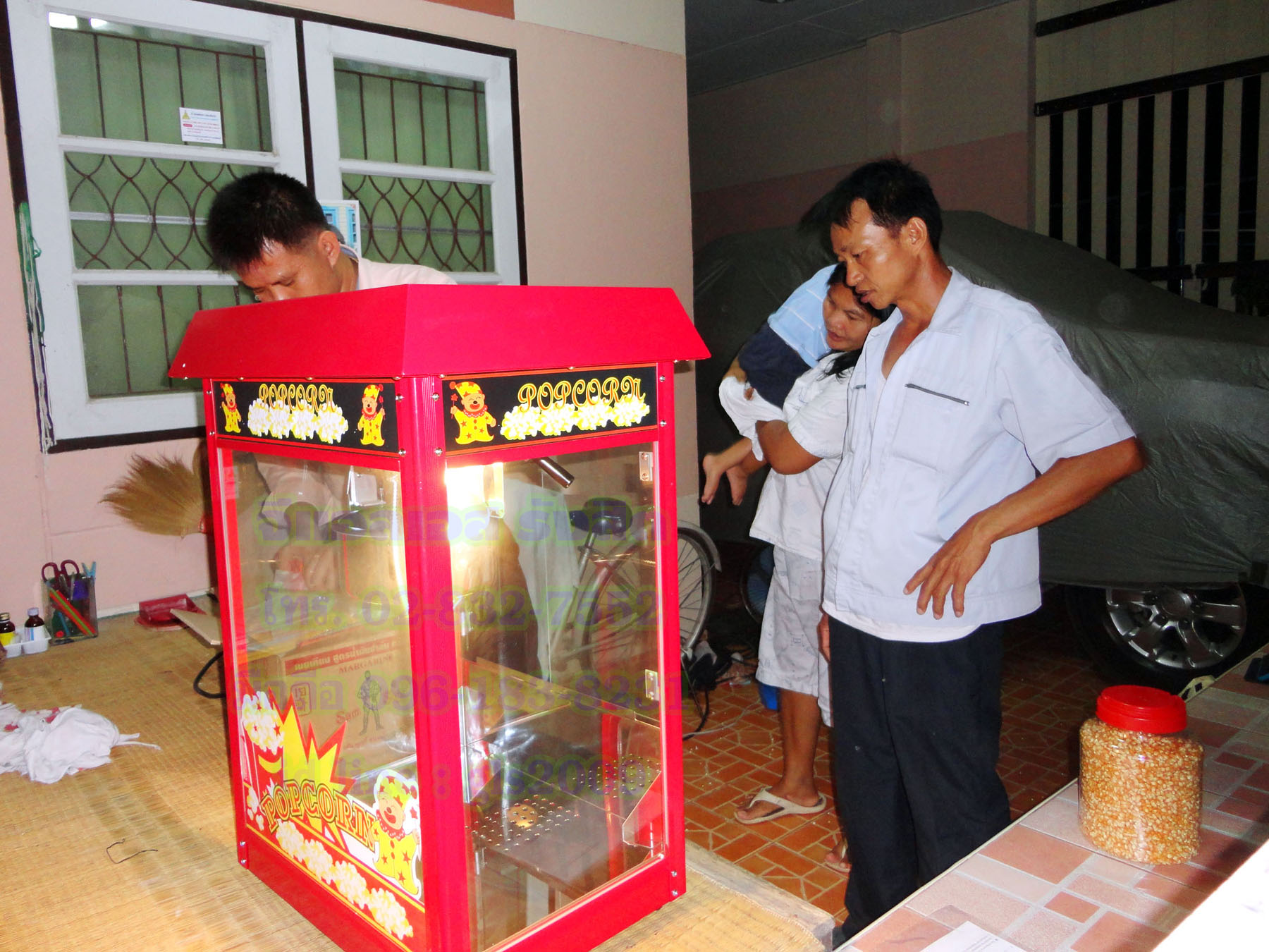 ตู้ป๊อบคอร์นไฟฟ้าสีแดงเกรดA