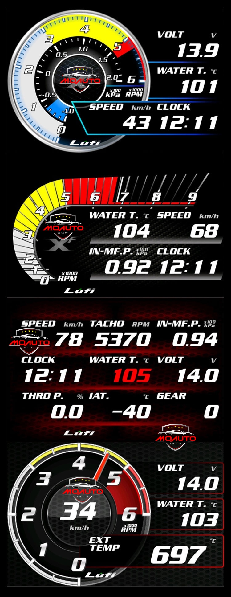 เกจวัด OBD2 Lufi XF Revolution Smart Gauge รุ่น TOP