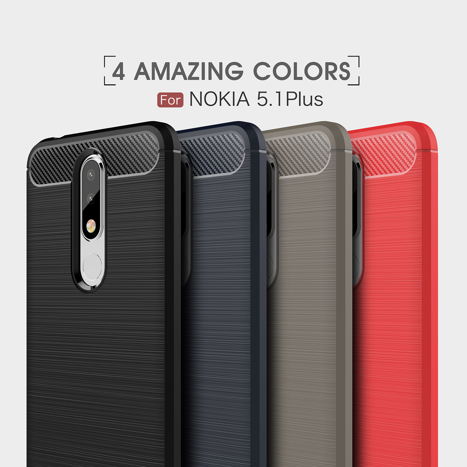 Case Nokia 5.1 Plus / Pre-order * เคสเส้นใยคาร์บอนไฟเบอร์ Brushed TPU คุณภาพสูงปลอดสารพิษและทนทาน *