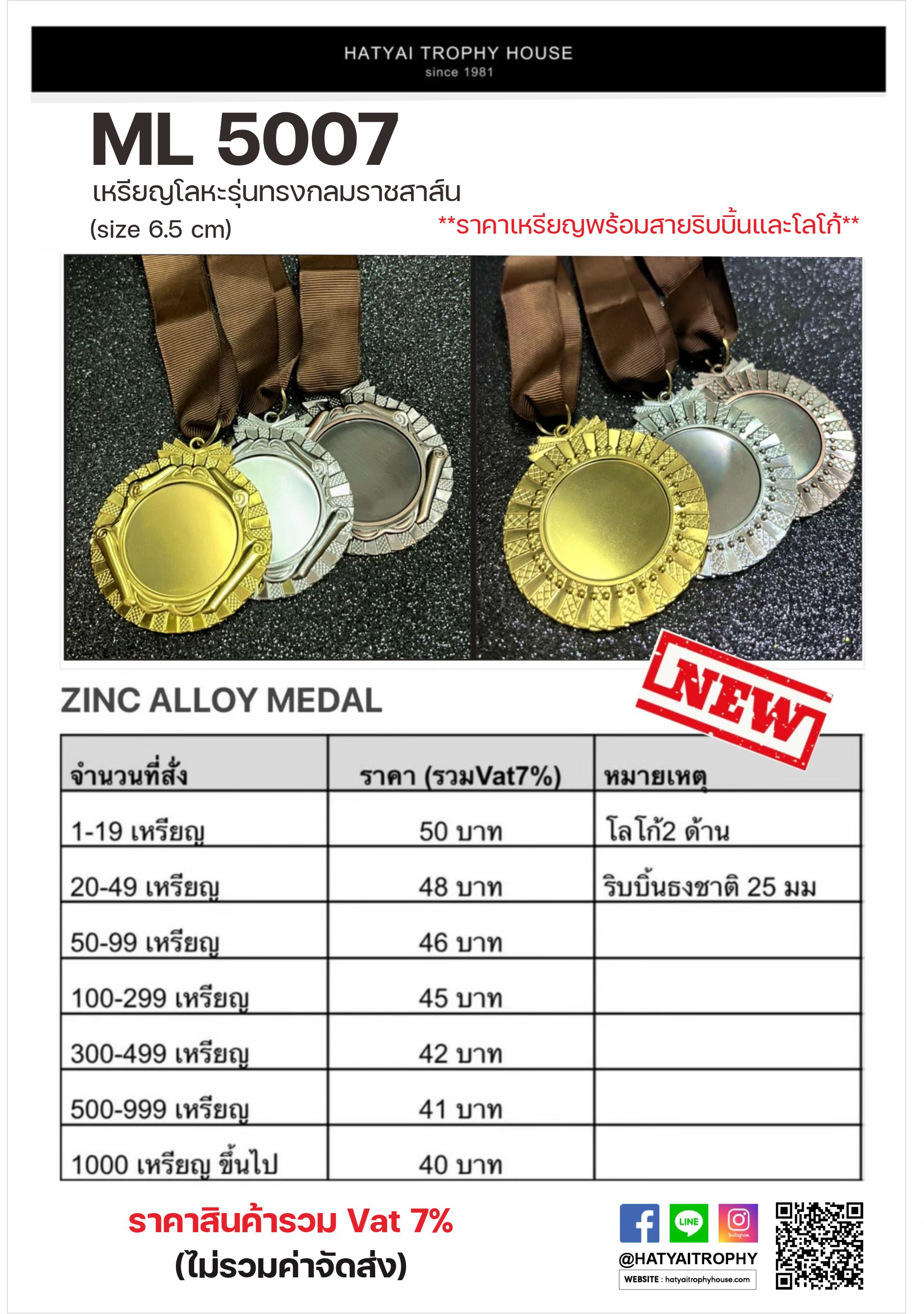 เหรียญรางวัลโลหะ ML5007