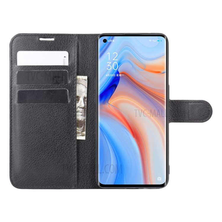 Case OPPO Reno4 Pro / Pre-Order * เคสผิวลิ้นจี่เนื้อ Wallet ปกช่องใส่บัตร Wallet และช่องเงินสด *
