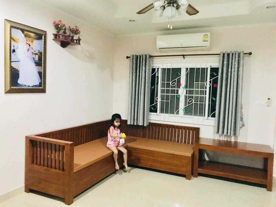 โซฟาไม้สักทองแบบซี่แบน (ตัวL)