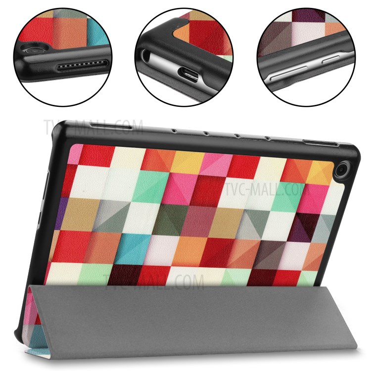 Case Huawei MediaPad M5 Lite 10' / Pre-order * รูปแบบการพิมพ์หนัง PU หน้า + PC หนัง 3 - พับ *