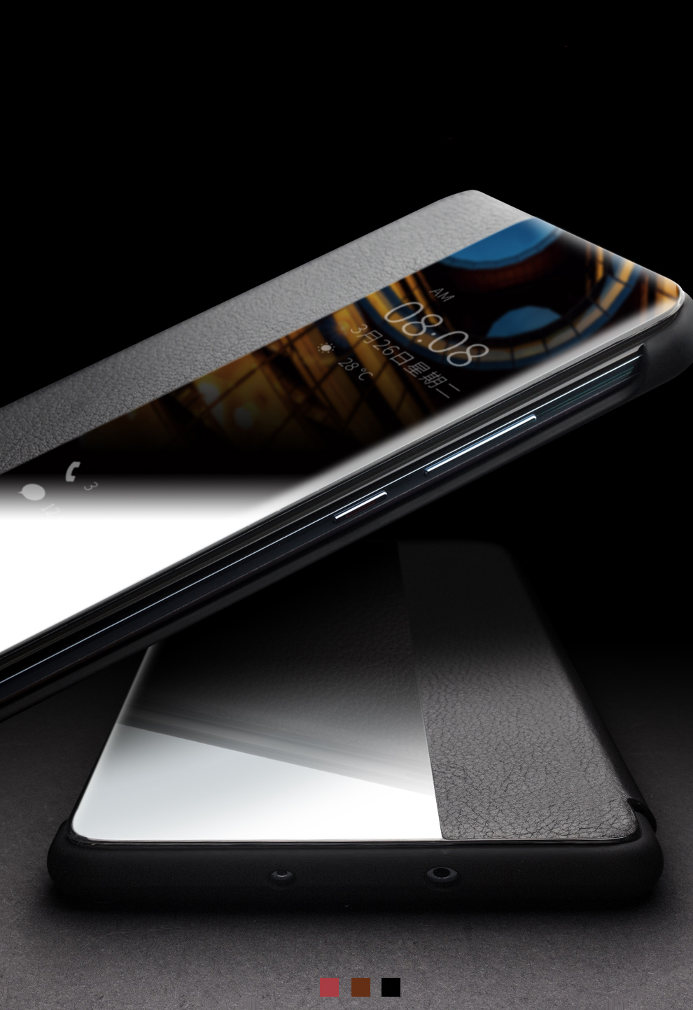 Case Huawei P30 Pro / Pre-Order * QIALINO Smart Phone Case หนังวัวชั้นบนสุดของแท้ สนับสนุนฟังก์ชั่นปลุก / นอนหลับอัจฉริยะ *