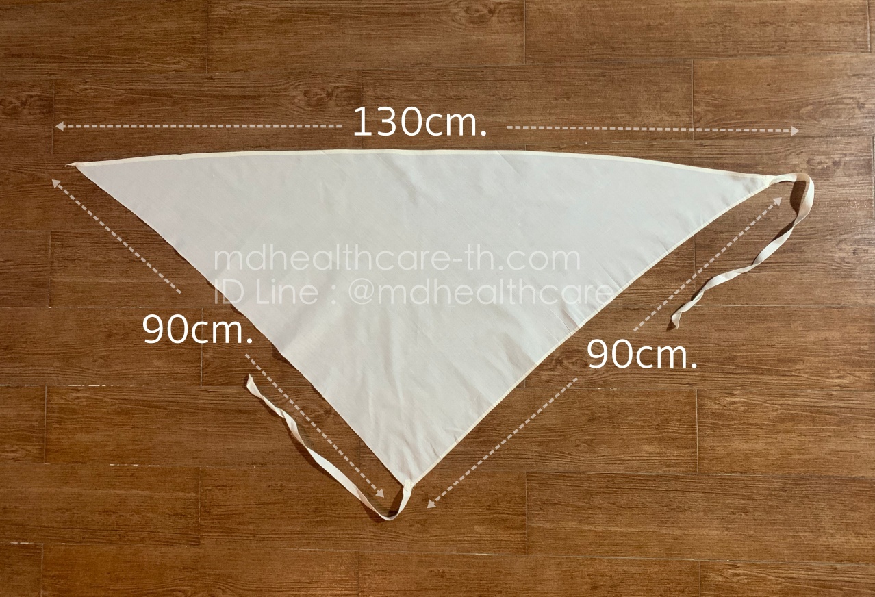 ผ้าสามเหลี่ยมปฐมพยาบาล ขนาด 90*90*130cm (1ผืน+เข็มกลัด+เชือก) ผ้าดิบฝ้าย ใช้งานซ้ำได้ตลอด