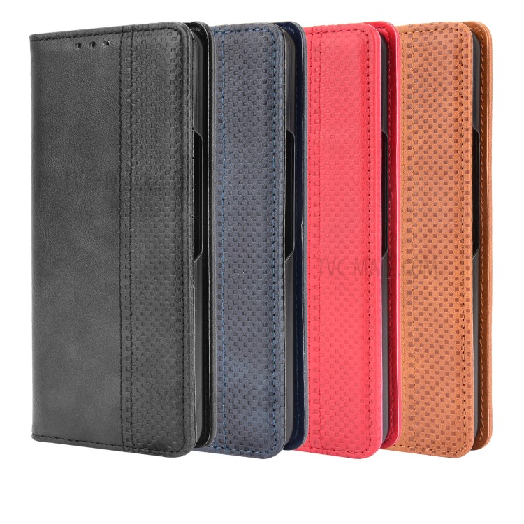 Case Samsung Galaxy Z Fold 3 5G # Pre- Order * Folio Flip ซองใส่โทรศัพท์หนังย้อนยุคที่ดูดซับอัตโนมัติ *