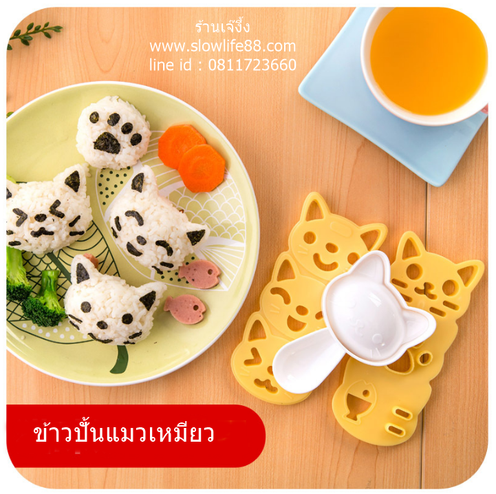 BT003 เอาใจคนรักแมว พิมพ์กดข้าว ทำข้าวปั้น แมวเหมียว แสนจะน่ารัก ...
