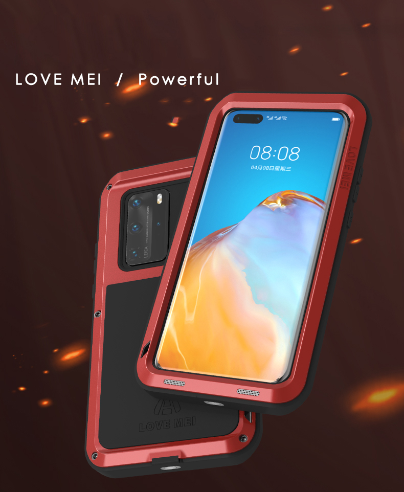 Case Huawei P40 Pro / Pre-order * LOVE MEI เคสซิลิโคนกันกระแทก + โลหะ คุณภาพสูงนี้มีฟังก์ชั่นกันน้ำกันกระแทกและกันฝุ่น *