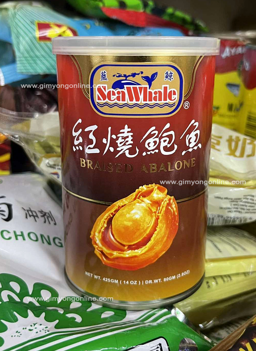 เป๋าฮื้อน้ำแดง กระป๋อง SeaWhale Braised Abalone จำนวน 5-6 ตัว