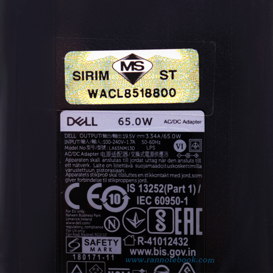 Adapter Dell Latitude E7270 65W แท้ รับปรกัน Dell Thailand ราคาถูก