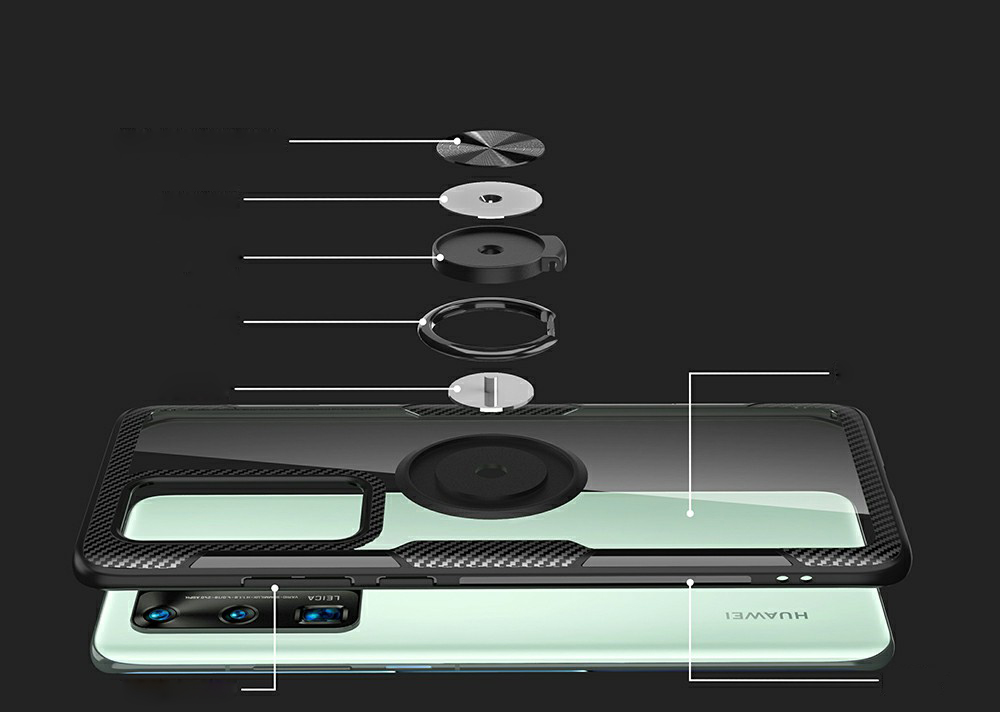 Case Huawei P40 Pro / Pre-order * เคสแหวนนิ้วขาเคส TPU + PC + เคสไฮบริดโลหะ [แผ่นโลหะแม่เหล็กในตัว] *