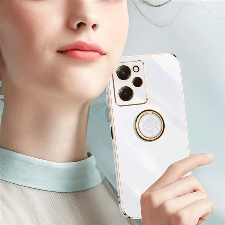 Case Xiaomi Poco X5 Pro 5G # Pre-Order * XINLI เคสแหวนขาตั้งเคสโทรศัพท์ Electroplating Golden Edge Soft TPU Cover *