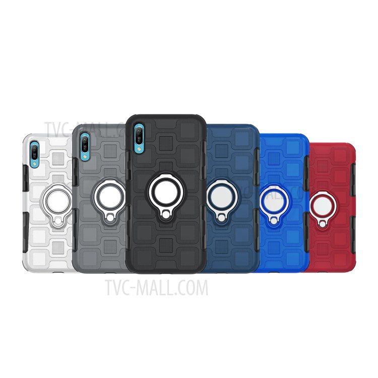 Casei Huawei Y6 2019 / Y6 Pro (2019) / Pre-order * รูปแบบทางเรขาคณิต TPU PC Hybrid Case พร้อมที่ยึดในรถยนต์แบบแม่เหล็ก *