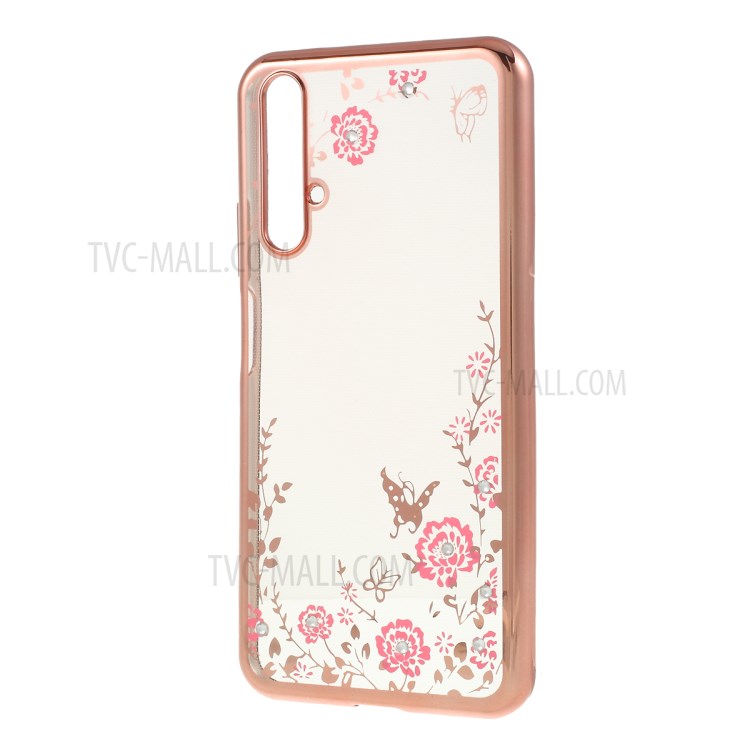 Case Huawei Nova 5T / Pre-order * เคสชุปด้วยไฟฟ้า Rhinestone TPU การออกแบบดอกไม้และผีเสื้อที่สง่างาม *