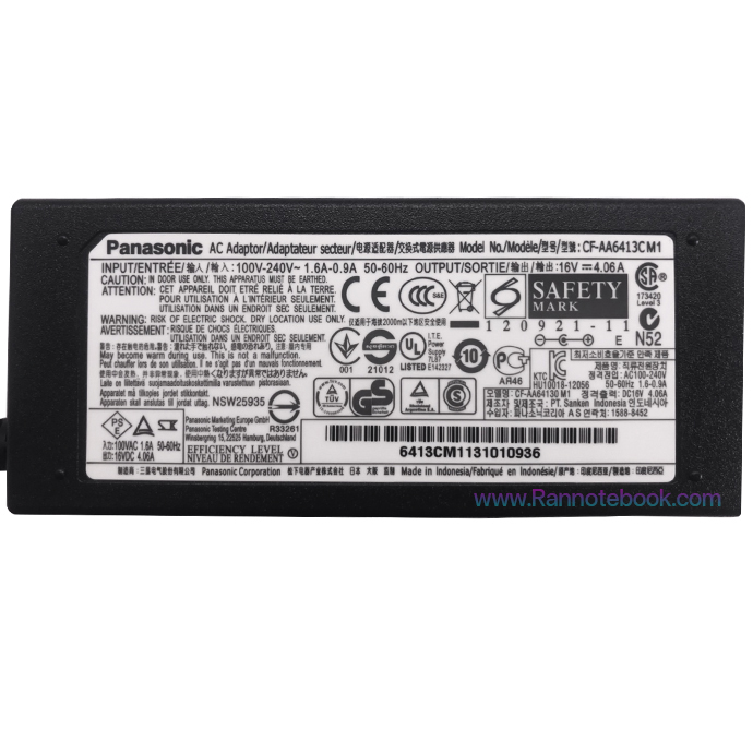 Adapter Panasonic 65W 16V 4.06A สายชาร์จ โน๊ตบุ๊ค Panasonic 16V CF-AA6413CM1 ราคาพิเศษ