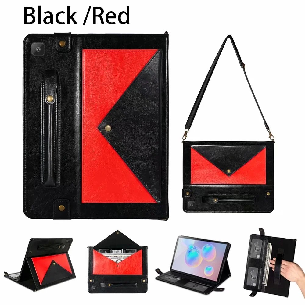 Case Samsung Galaxy Tab S6 Lite / Pre-Order * เคสกระเป๋าสะพายหนัง PU 2 โทนหรูหรา หนัง PU + TPU ซิลิโคนปกหลัง *