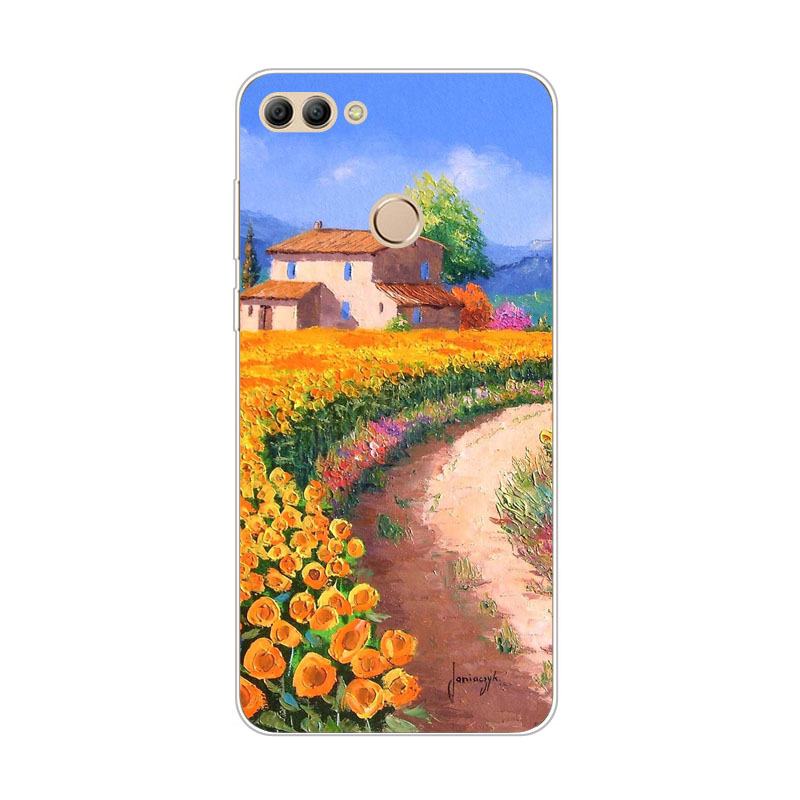 Case Huawei Y9 / Pre-order * เคสซิลิคอนสดใสดอกไม้จิตรกรรมSoft TPU *