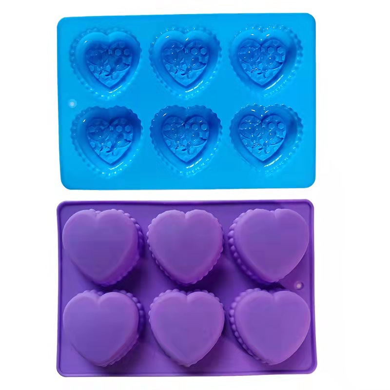 แม่พิมพ์ซิลิโคนหัวใจ ลายผึ้ง 65g 6ช่อง 6.5*6.1*2.5cm 007994