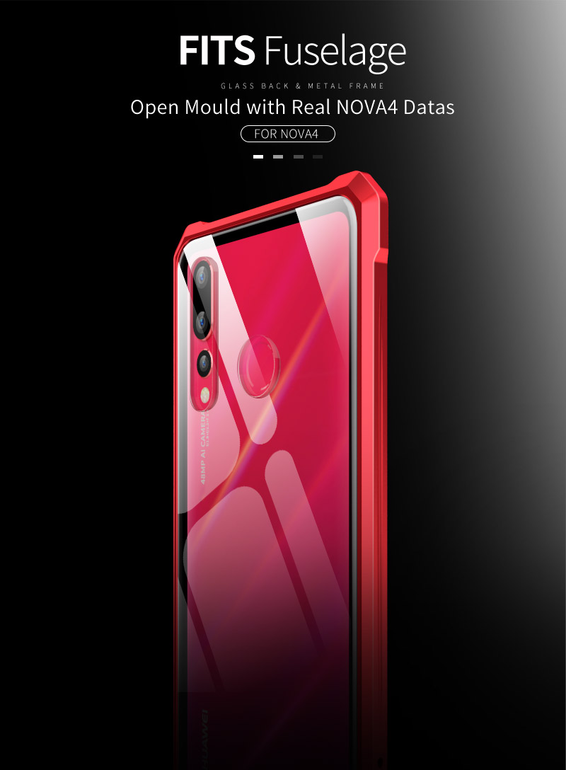 Case Huawei Nova 4 / Pre-Order * เคสอลูมิเนียมโลหะกรอบ + กระจกนิรภัยด้านหลัง *