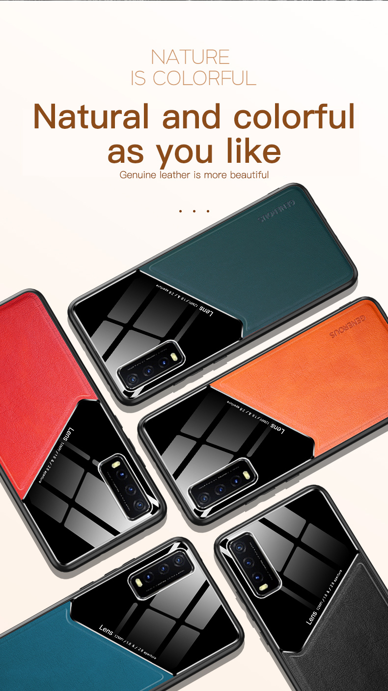 Case Vivo Y20 / Pre-order * เคสกระจกหรูหรา PC หนังกรอบซิลิโคน TPU ในตัวฝาครอบเหล็ก *