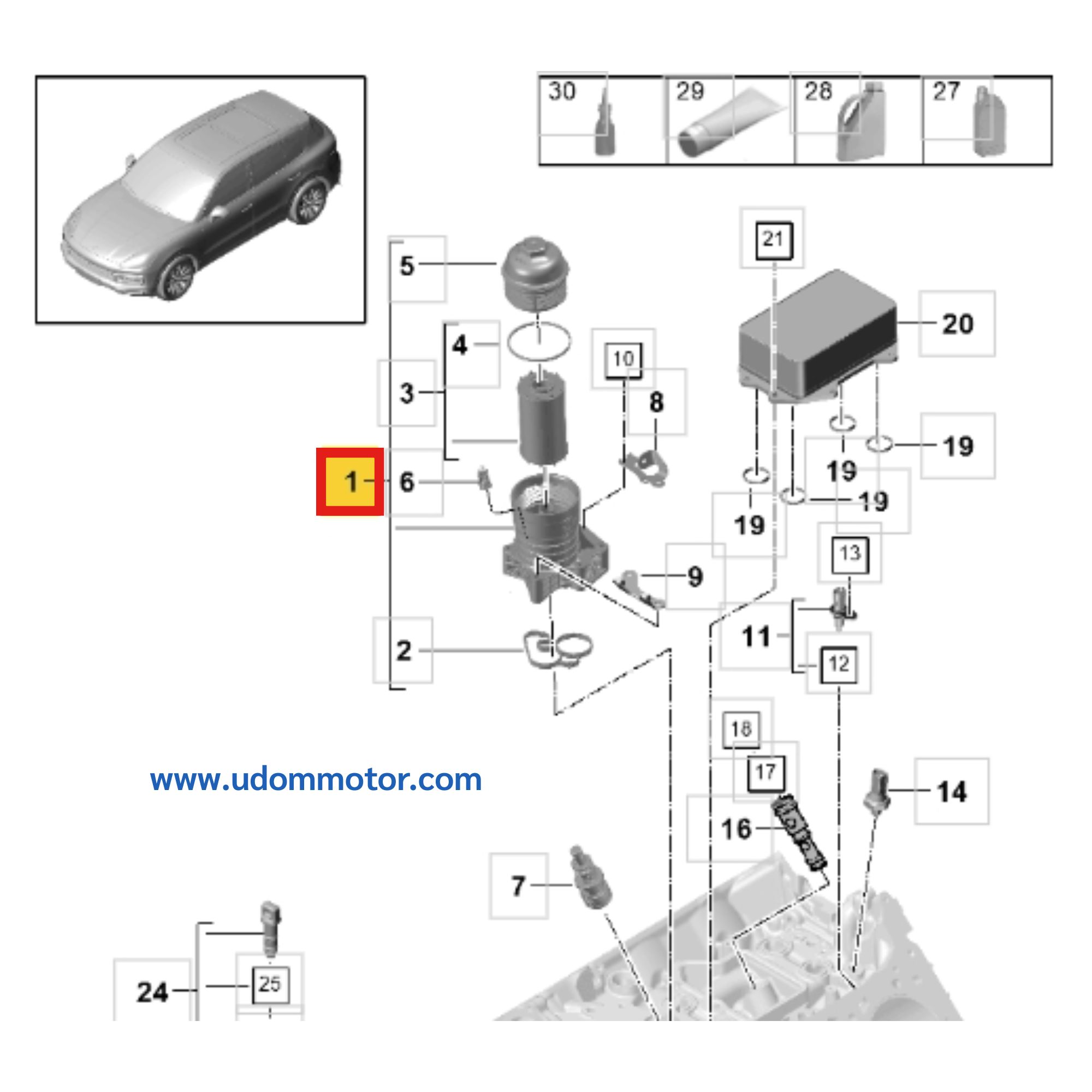 PORSCHE CAYENNE ฐานกรองน้ำมันเครื่อง ปอร์เช่ คาเยนน์ /แท้ / 9A711540110 06M115401K / ตัวเรือน กรองน้ำมันเครื่อง