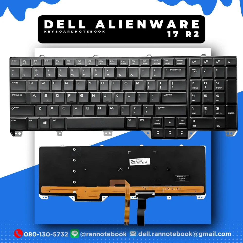 Keyboard Notebook Dell Alienware 17 R2 อังกฤษ แท้ประกันศูนย์ Dell