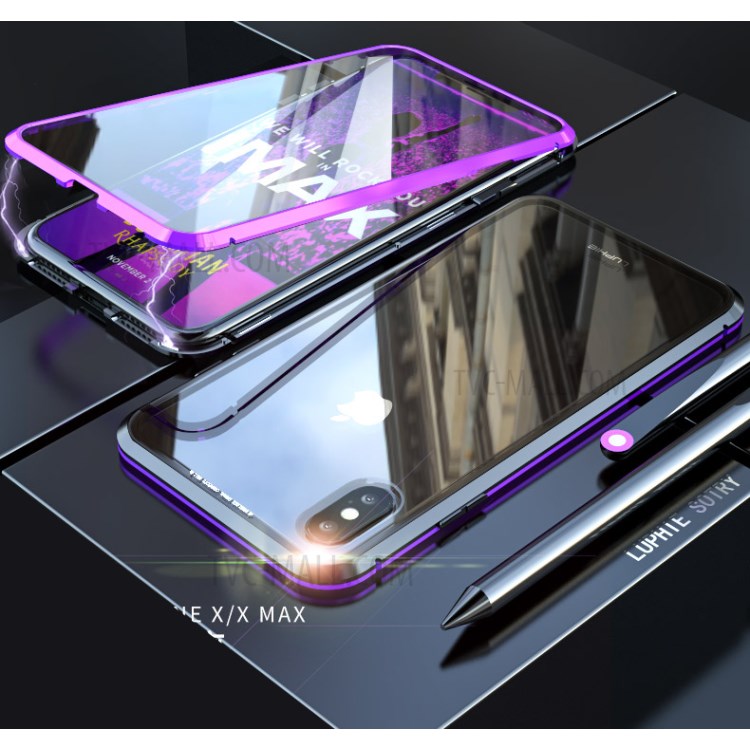 Case iPhone X, iPhone XS / Pre-Order * ความแข็งที่แข็งแกร่งกระจก + กรอบโลหะแม่เหล็กที่ถอดออกได้ *