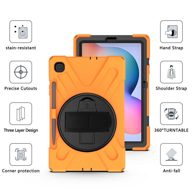 Case Samsung Galaxy Tab S6 Lite / Pre-Order * X-Shape PC + TPU พร้อมสายคล้องมือ [ขาตั้งแบบหมุน 360 องศา] *