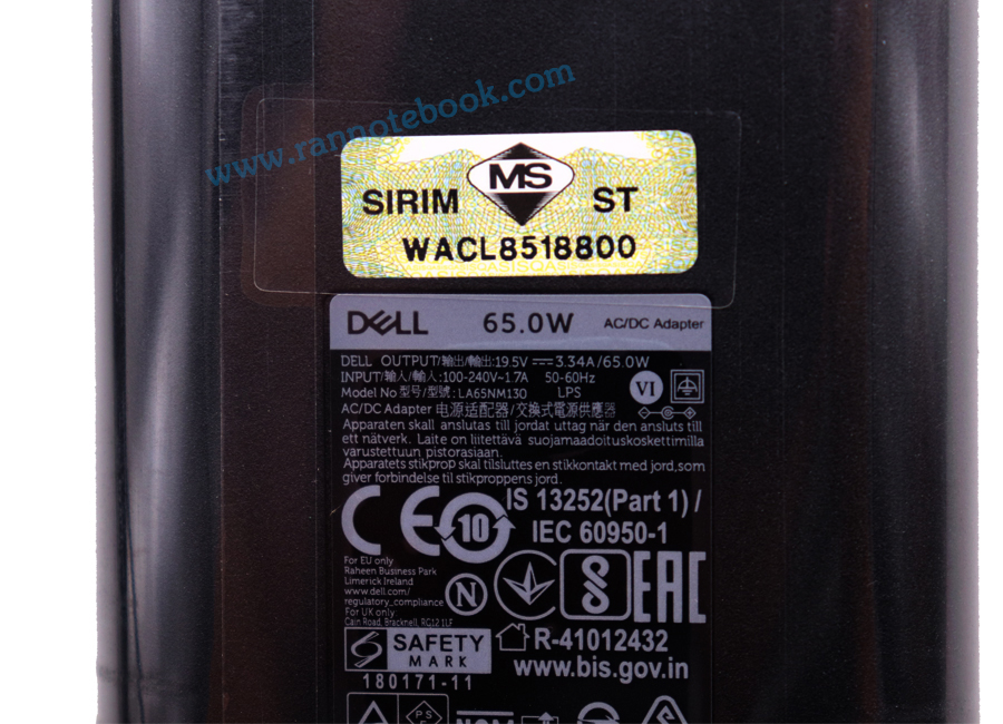 Adapter Dell Latitude 7280 7480 7290 7390 7490 5300 19.5V 3.34A 65W แท้ ตรงรุ่น สายชาร์จ Dell 7280 7480 7290 7390 7490 5300 ประกัน Dell Thailand