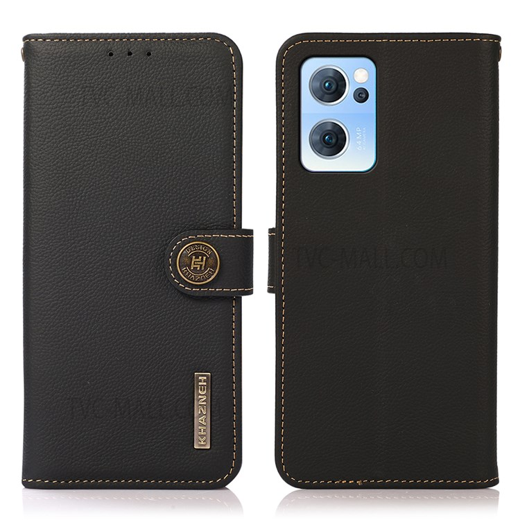 Case OPPO Reno7 5G # Pre-Order * KHAZNEH RFID Blocking ชั้นหนังแท้กระเป๋าสตางค์หนังแท้กันกระแทก TPU Shell พร้อมขาตั้ง *