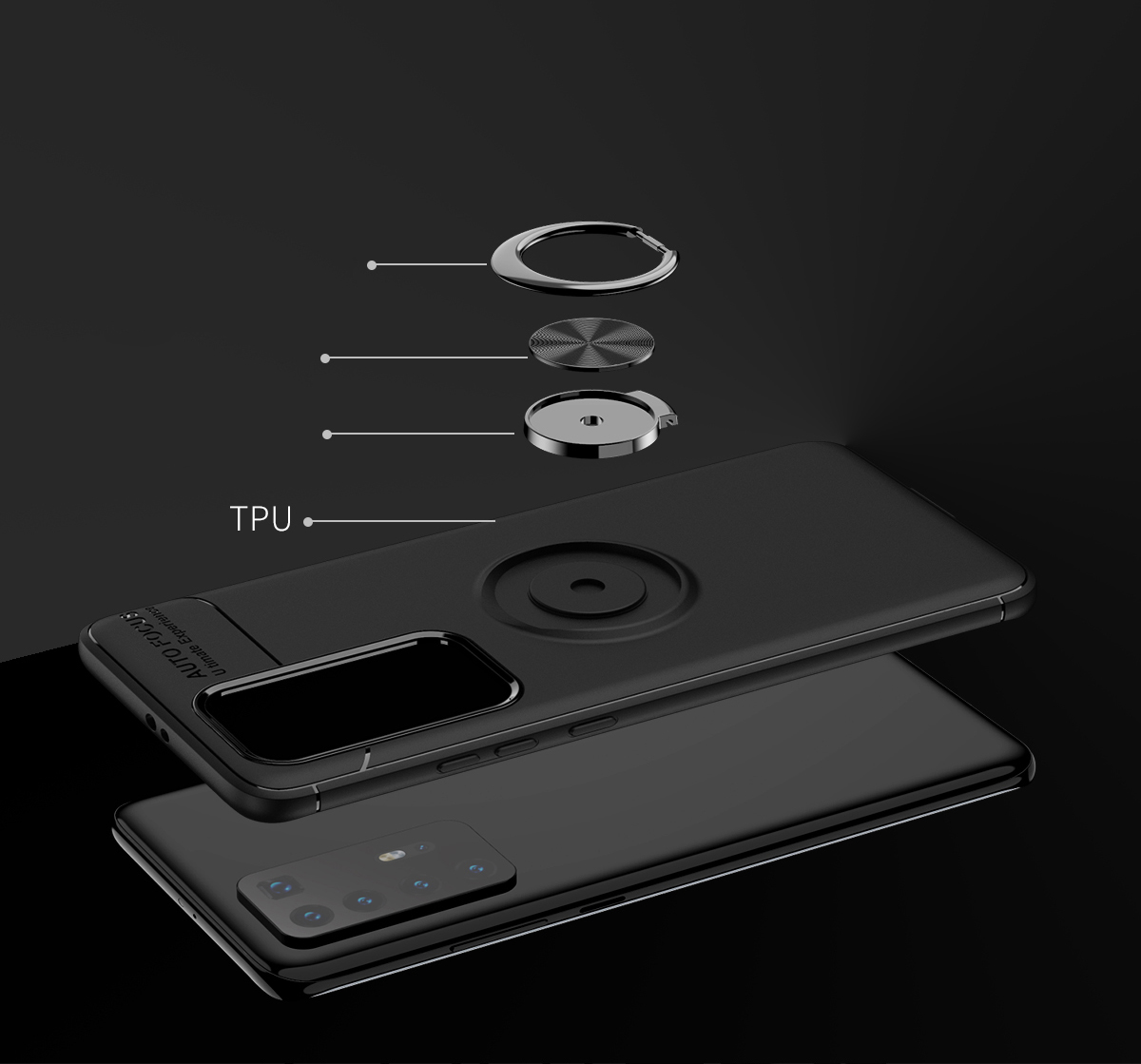 Case Huawei P40 Pro / Pre-order * LENUO เคสโลหะโทรศัพท์ TPU พร้อมฝาครอบแผ่นแม่เหล็ก + แหวน *