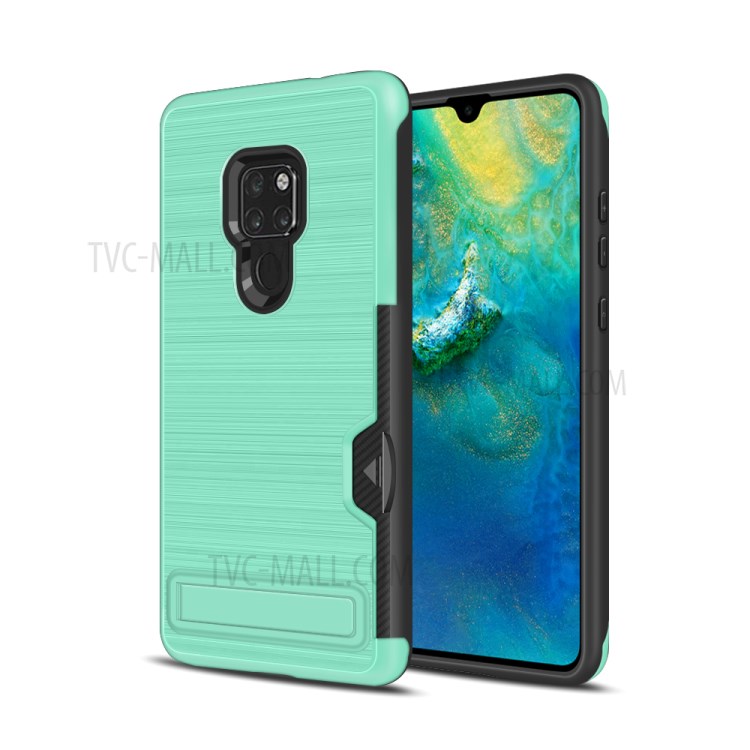 Case Huawei Mate 20 / Pre-order * เคสแปรงพลาสติก + TPU Mobile Cover [ขาตั้ง] พลาสติกไฮบริดและวัสดุ TPU ทนทาน *