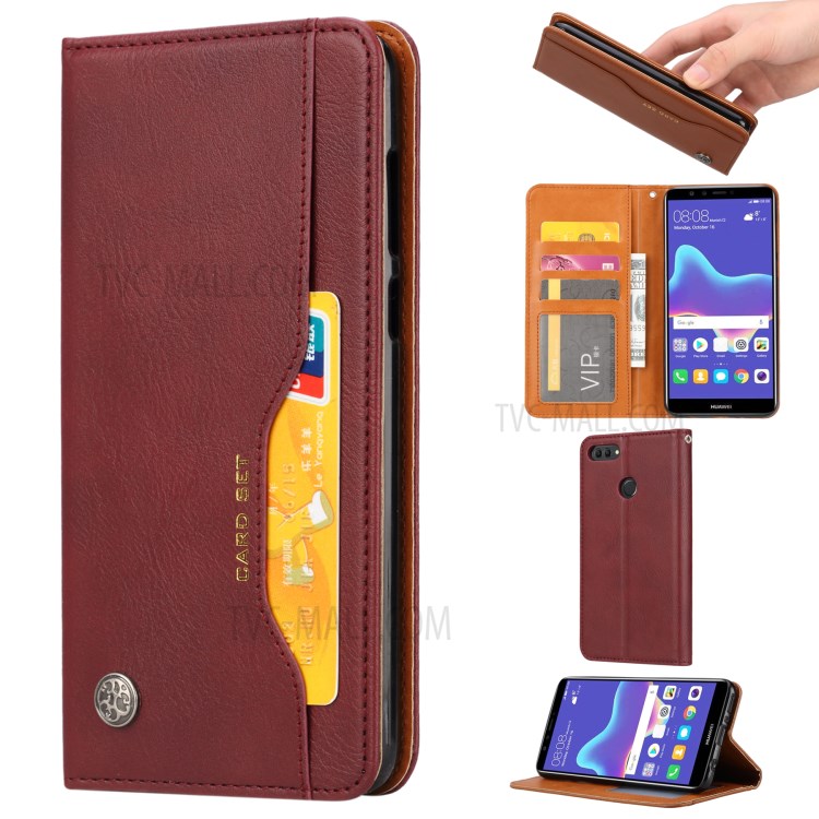 Case Huawei Y9 / Pre-order * Auto-ดูด เคสกระเป๋าสตางค์ ผ้าหุ้มหนัง PU นุ่มสบาย *