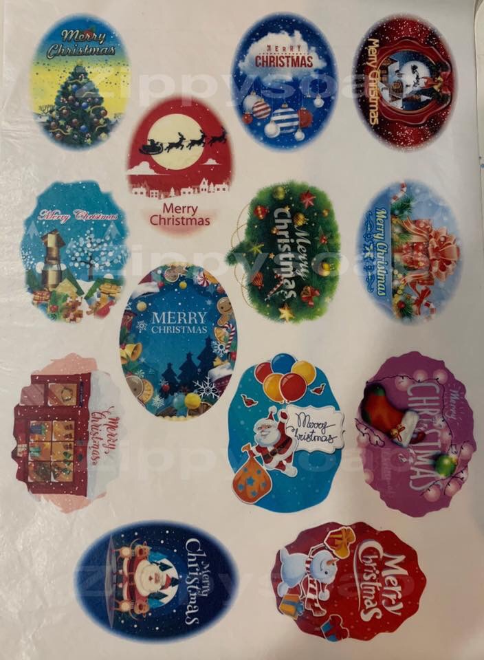 กระดาษเดคูพาจ ลายวงรี คริสมาส Christmas 1 แผ่น