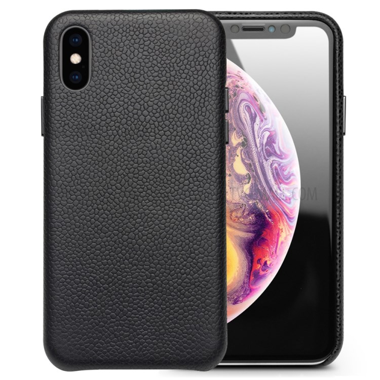 Case iPhone XS Max # Pre-Order * QIALINO Classic Litchi Texture Calf Skin หนังแท้เคลือบ PC Back Case *