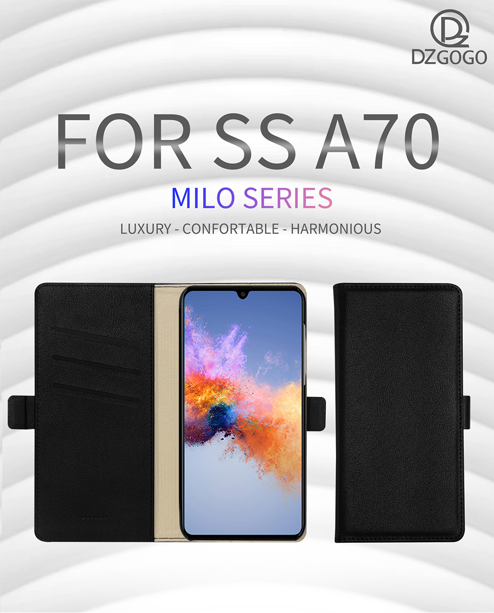 Case Samsung Galaxy A70 / Pre-order * DZGOGO Milo Series ทำจากหนัง PU + PC สามารถปกป้องโทรศัพท์ของคุณจากความเสียหายได้อย่างมีประสิทธิภาพ *