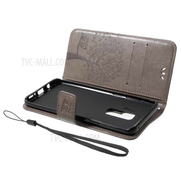 Case Samsung Galaxy S9 Plus / Pre-Order * เคสพิมพ์ลายนกฮูกต้นไม้หนัง PU กระเป๋าสตางค์คลุม + สายคล้องมือ *